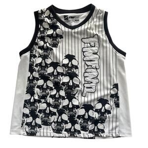 FMF Motocross Skull Tank Jersey XL Black White Streetwear Punk Gothic